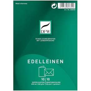 Doppelkarten-Set DFW Edelleinen, A5, weiß, 200 g/m²