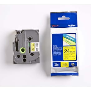 Labeltape Brother TZe-651 24 mm sort på gul, lamineret 8 m