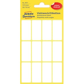 Haftetiketten Avery Zweckform, 38 x 18 mm, 72 St., weiß