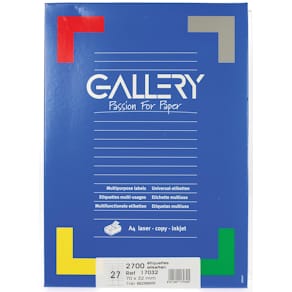 Etiketten Gallery, wit, 70 x 32 mm, rechte hoeken, 100 vel