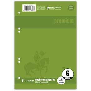 Ringbucheinlage STAUFEN Premium Top-90, A5 50 Blatt, 6-fach, weiß
