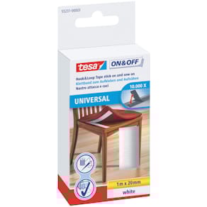 Klettband tesa On & Off, weiß, 1 m x 20 mm