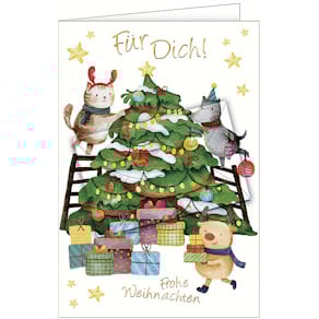 Geldscheinbillett Noname, Weihnachtsmotiv, bunt, mit Umschlag