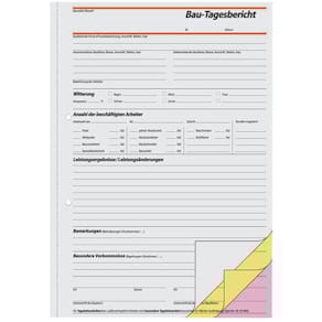 Bautagesbericht Sigel, A4, 3x40 Blatt