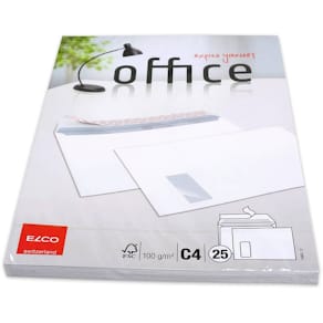 Briefhülle Elco Office C4, 120 g/m², Fenster, weiß, 25 Stück
