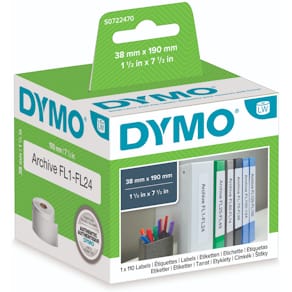 Ordneretikett DYMO LabelWriter, 38 x 190 mm, weiß