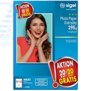 Inkjet-Fotopapier Sigel Everyday, 20+20 Blatt, weiß