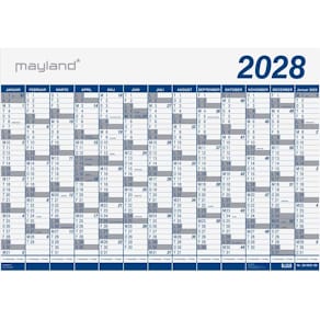 Vægkalender Mayland Kæmpe 2028, 72 x 740 mm, flerfarvet