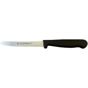 Frühstücksmesser Q-CONNECT, 21cm, schwarzer Kunststoffgriff, mit 