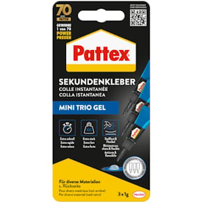 Sekundenkleber Pattex Ultra Gel Mini Trio, 3 x 1 g, gel