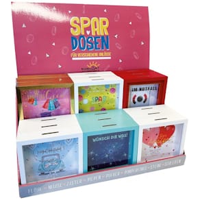 Spardose EigenArt mit Glasfront, sortiert