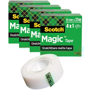 Plakband Scotch Magic Tape, ft 19 mm x 33 m, pak van 4 rollen