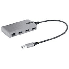 StarTech.com 3-Port USB Hub with Ethernet, 3x USB-A Ports,