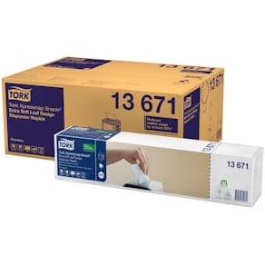 Dispenserservett Tork Xpressnap Snack® N10 Extra Mjuk Vit med lövdekor, 500/fp