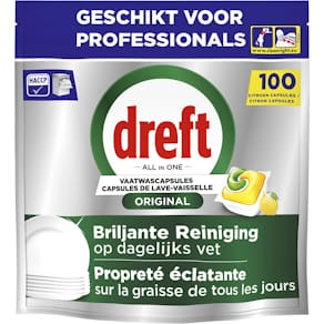 Vaatwastabletten Dreft Pro Original, Lemon, pak van 100 capsules