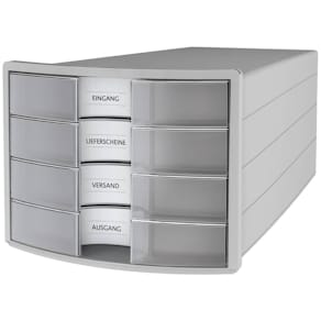 Schubladenbox HAN Impuls, 4 Schubladen, lichtgrau/transluzent