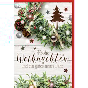 Weihnachtskarte, geprägt, bunt, 11,5 x 17 cm, mit Umschlag