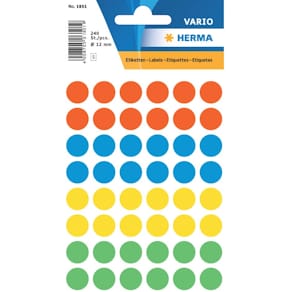 Etiketten HERMA Vielzweck, Ø13mm, farbig sortiert, 240 Stück