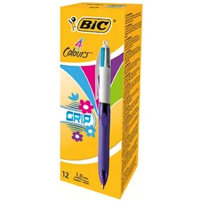 Bläckkulpenna BIC 4 Colours Grip Fashion, 12st