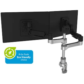 Monitorarm R-Go Tools Caparo 4 D2, doppelt, mattsilber