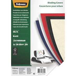 Einbanddeckel Fellowes Delta, Lederstruktur, A4, schwarz, 250 g/m
