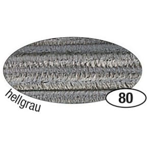 Chenilledraht Folia, 8 mm, 50 cm, 10 Stück, hellgrau