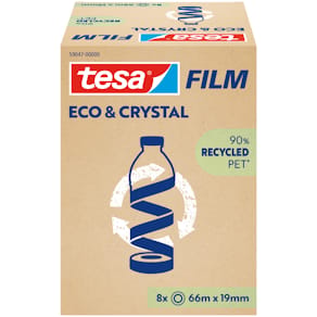 Klebefilm tesa eco & crystal, transparent, 19 mm x 66 m, 8 Rollen