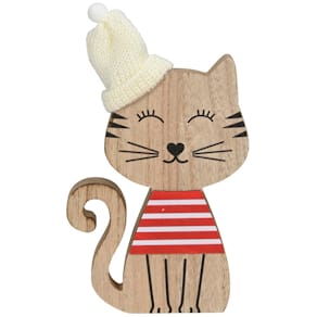 Dekofigur Katze Noname, MDF, rot-natur