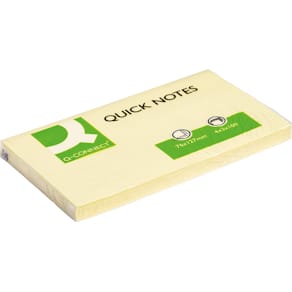 Memoblok Q-CONNECT Quick Notes, 76 x 127 mm, 100 vel, geel