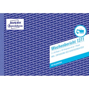 Wochenbericht Avery Zweckform 1311, A5, 2x50 Blatt, gelber Durch­
