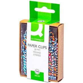 Büroklammern Q-CONNECT Zebra, 28 mm, 100 Stück, sortiert