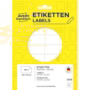 Etiketten Avery Zweckform Vielzweck, 29 x 18 mm, 960 St., weiß
