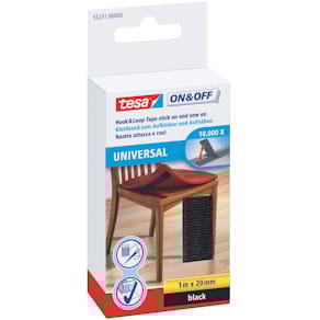 Klettband tesa On & Off, schwarz, 1 m x 20 mm