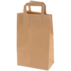 Papirbæreposer med flad hank 220x125x350 mm, brun, 250 stk