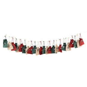 Adventskalender Säckchen, creme/rot/grün