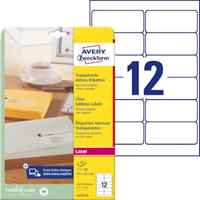 Etikett AVERY 99,1x42,3mm transparent, 300/FP
