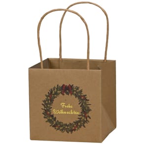 Geschenktragetasche Noname, Kranz-Motiv, braun, 120x120x120 mm