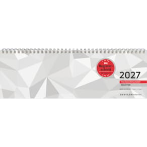 Tischkalender ZETTLER quer, weiß, 320 x 95 mm, 128 Seiten