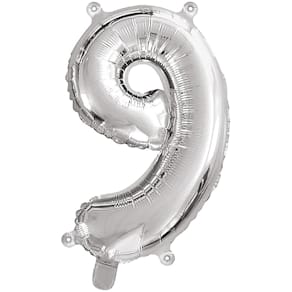 Folienballon TIB, Zahl 9, silber, 43 cm