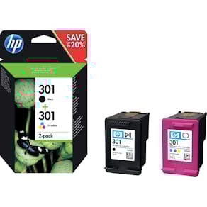 Inktcartridge HP 301, OEM N9J72AE, zwart en 3 kleuren