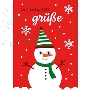 Weihnachtspostkarte KOMMA³, 580g Holzschliffpappe, bunt, mit Ums.