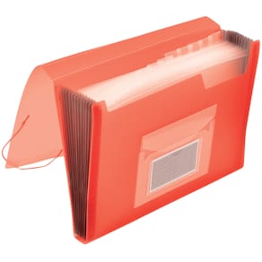 Fächertasche Q-CONNECT, rot/transparent