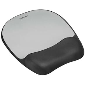 Musemåtte Fellowes m. håndledsstøtte i memoryskum, sort/sølv