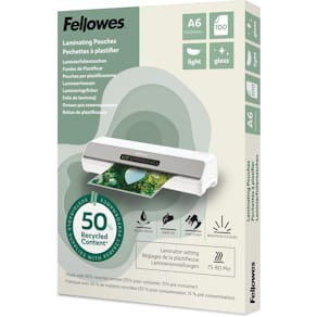 Lamineerhoes Fellowes, 50% gerecycled, glanzend, A6, 100 stuks