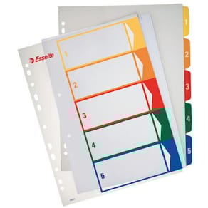 Pärmregister Plast ESSELTE Projektindex A4+ 1-5