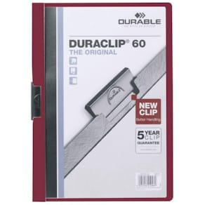 Klämmapp DURABLE Duraclip A4 Röd, 60 blad, 25st