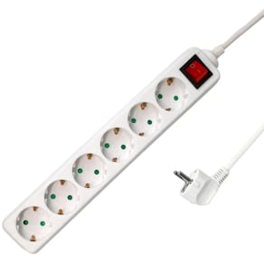 Steckdosenleiste MediaRange, mit Schalter, 6-fach, 1,4 m