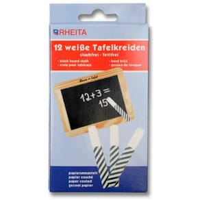 Tafelkreide RHEITA, eckig, weiß, 12 Stück, papierummantelt