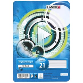 Ringbucheinlage LANDRE, A5, 50 Blatt, liniert, 6-fach gelocht, 70