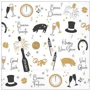 Serviette AMBIENTE Neujahr, 33x33 cm, Glücksmotive